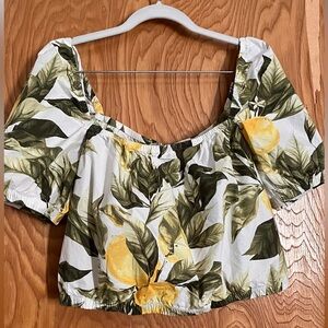 H&M Yellow and Green Floral Crop Top